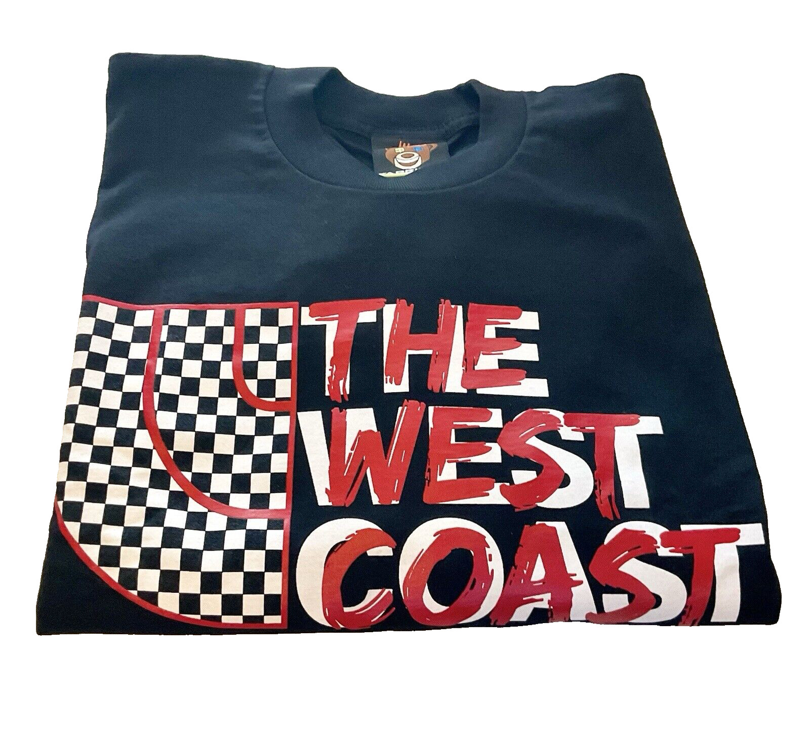 NWOT VTG FABRICALI West Coast Check Race Black Long Sleeve Men’s T-Shirt 3XL USA