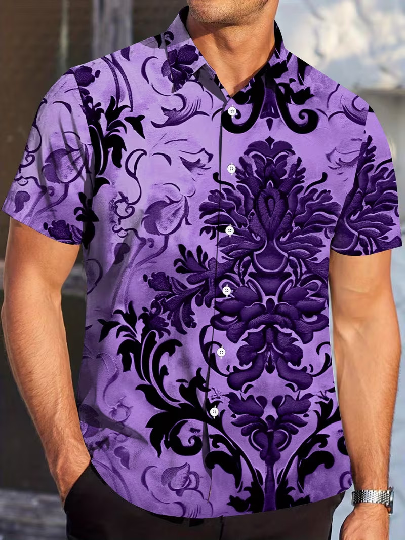 Vibrant Purple Floral - 3D Print Hawaiian Shirt - Adults & Youth gallery