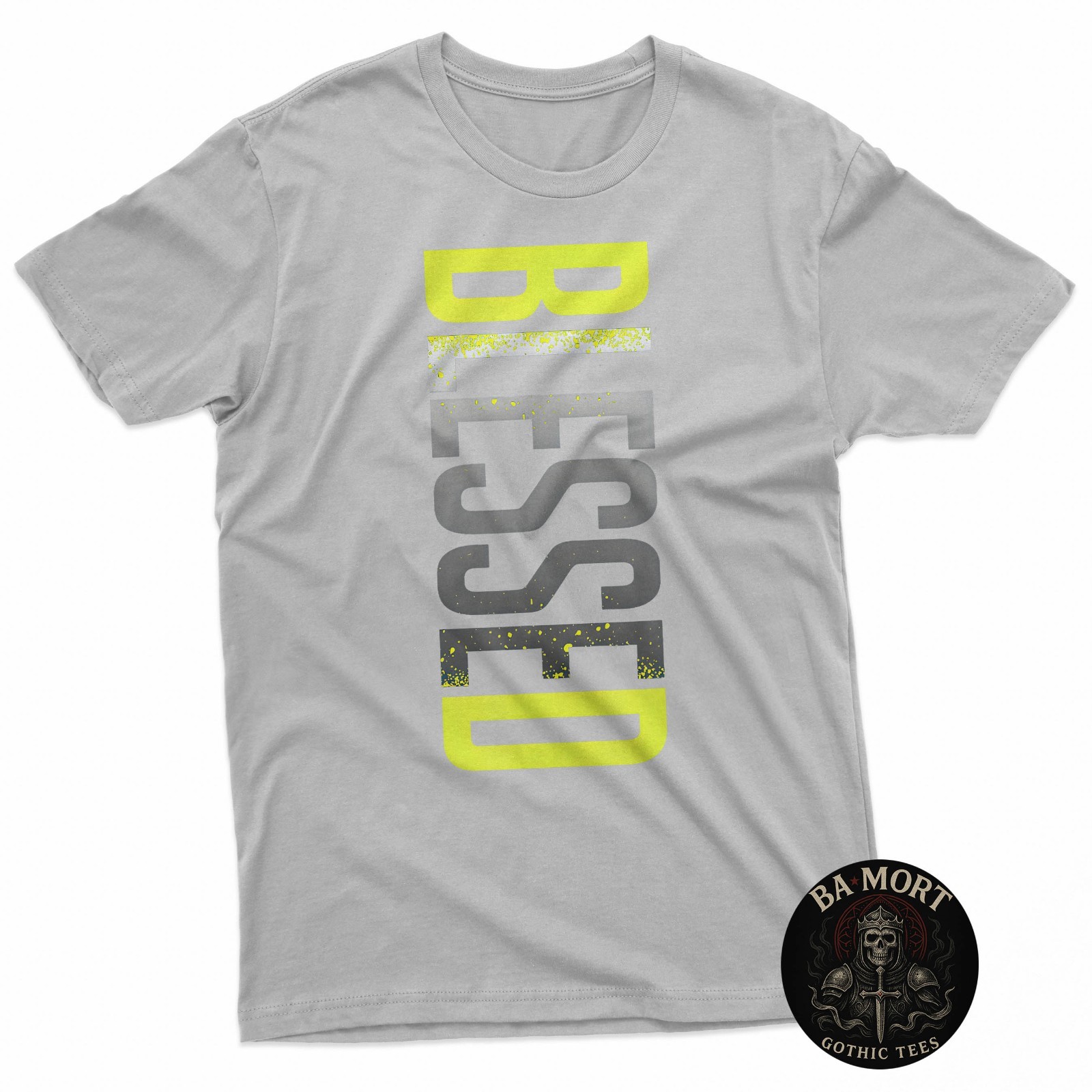Neon Yellow Black Cool Grey Graphic Match T-Shirt gallery
