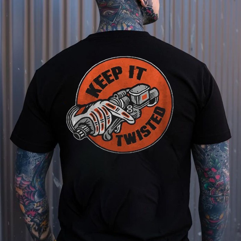 KEEP IT TWISTED T-Shirt Motor Head Engine Graphic Biker Motorcycle Casual Tee gallery