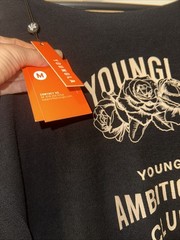 YoungLA Men’s Black Graphic Ambitious Club Round Neck T-Shirt Size L