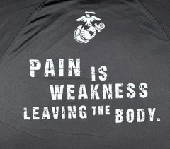 US Marines Men’s Black ‘Pain Is Weakness Leaving The Body’ Performance Tee, XL