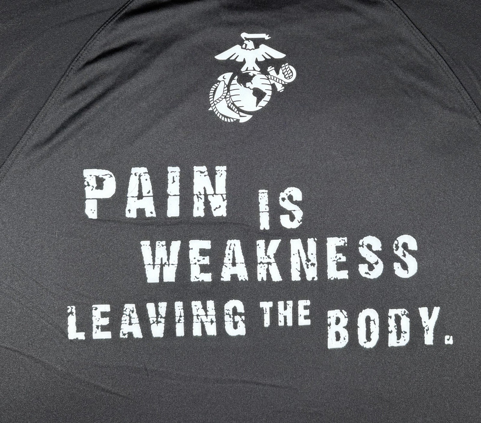 US Marines Men’s Black ‘Pain Is Weakness Leaving The Body’ Performance Tee, XL gallery