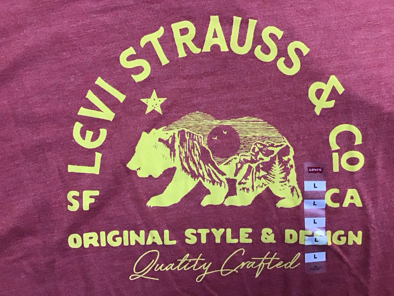 New Mens Levi's Strauss Standard Fit Graphic T-Shirt DUSTY RED Size Large gallery
