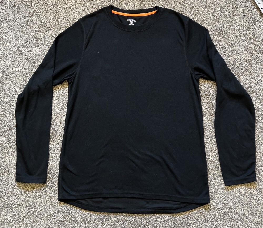 Omni-Wool Base Layer Shirt Men’s XL Black Wool Blend Crew Neck Long Sleeve