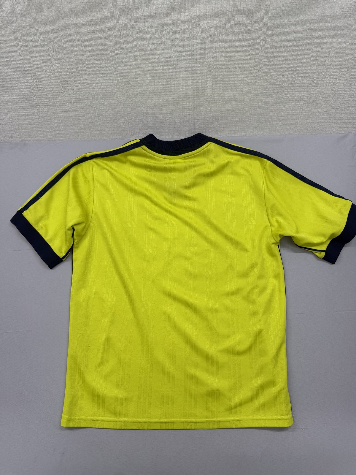 Adidas Soccer Jersey Yellow Striped L Short Sleeve V Neck 3-Stripes gallery