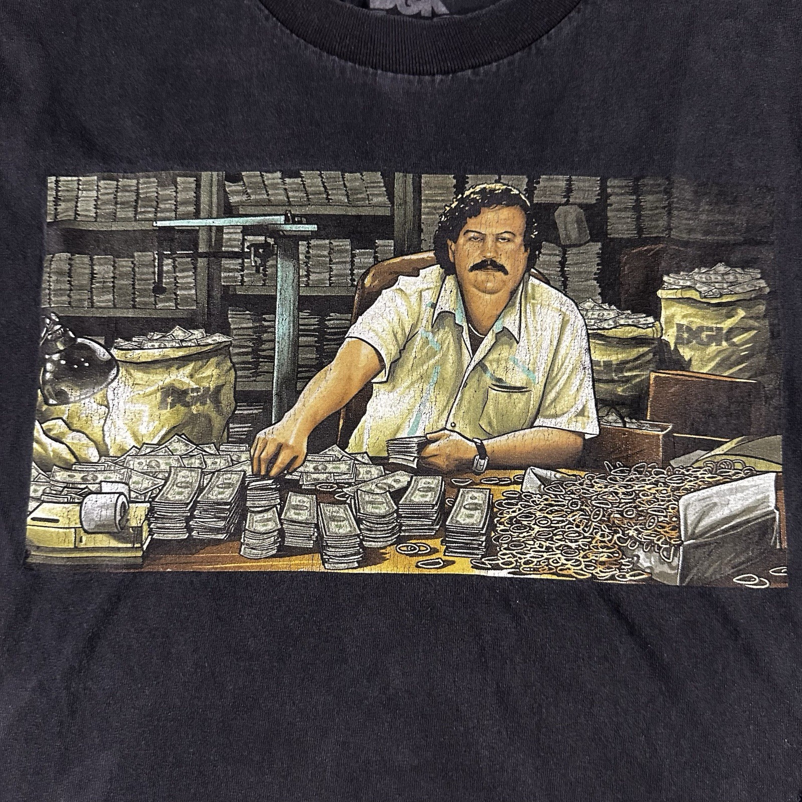 DGK Pablo Escobar Short Sleeve Graphic Crew Neck Shirt Mens Size Medium M Black gallery
