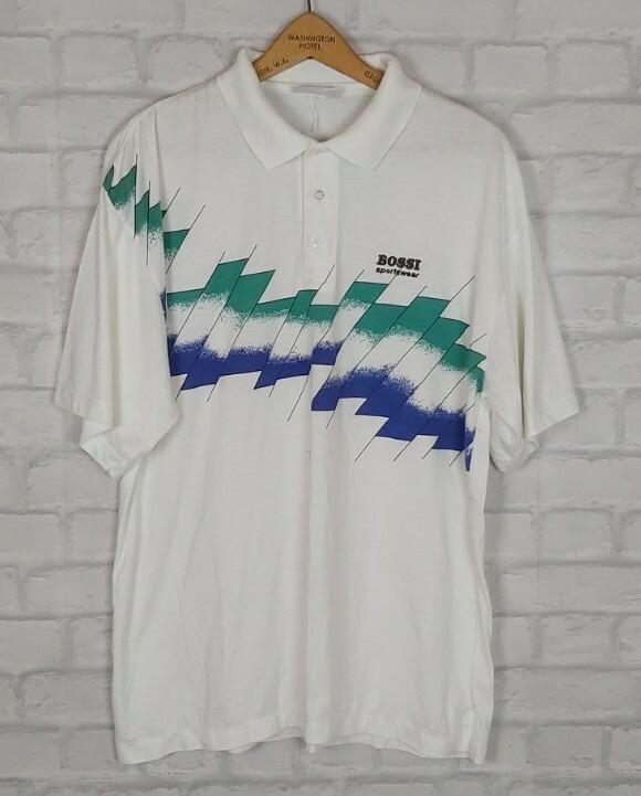 VINTAGE RETRO 90S BRIGHT BOLD POLO SHIRT FESTIVAL SPORTS USA CRAZY T SHIRT TOP