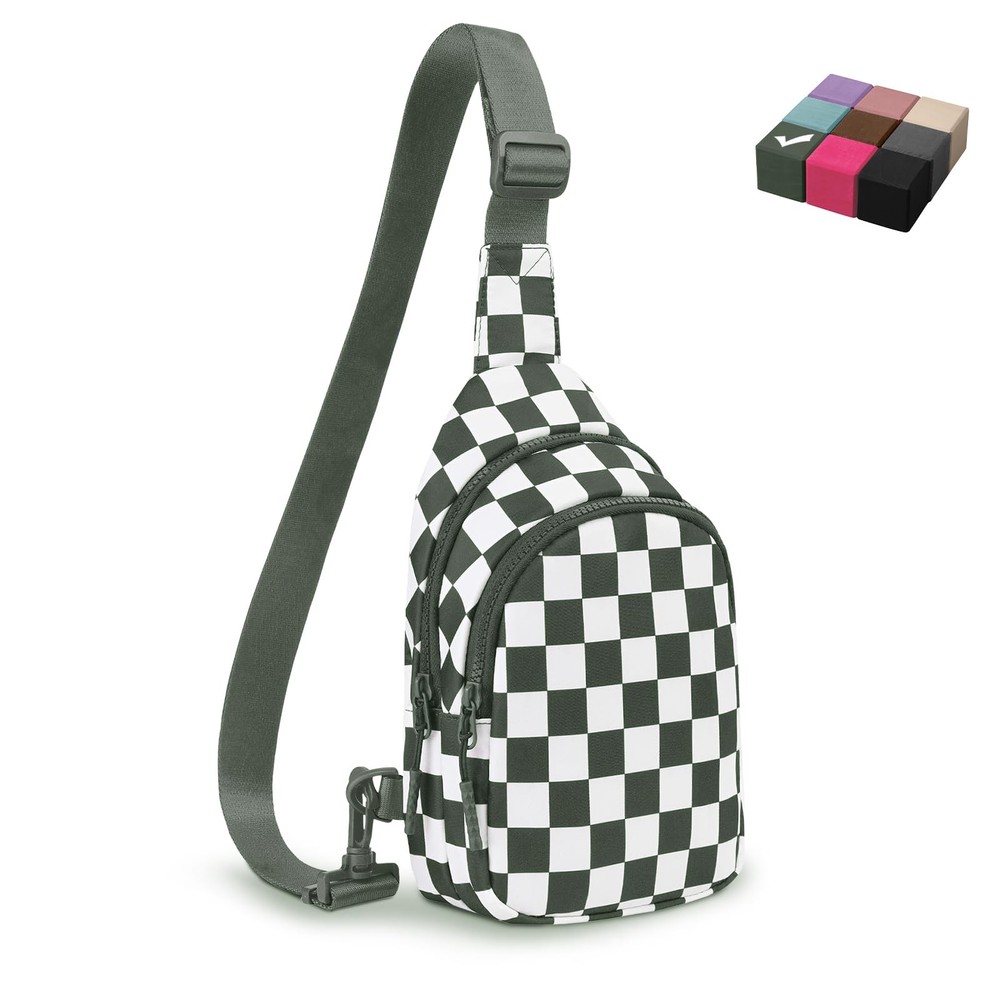 Womens Checkered Sling Bag Small Backpack Crossbody Chest Fanny Pack Purse