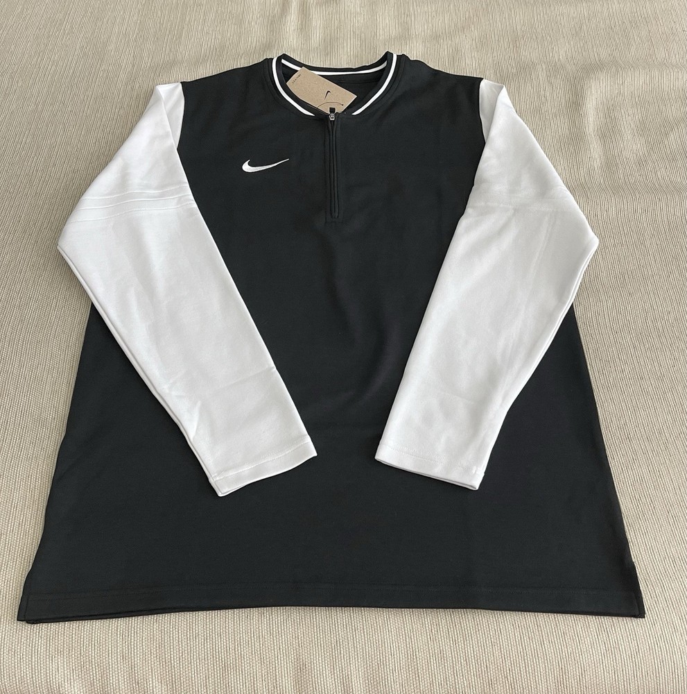 Nike Men’s Dri-FIT 1/4 Zip Pullover Top Black White Size Medium NWT FJ9549-010