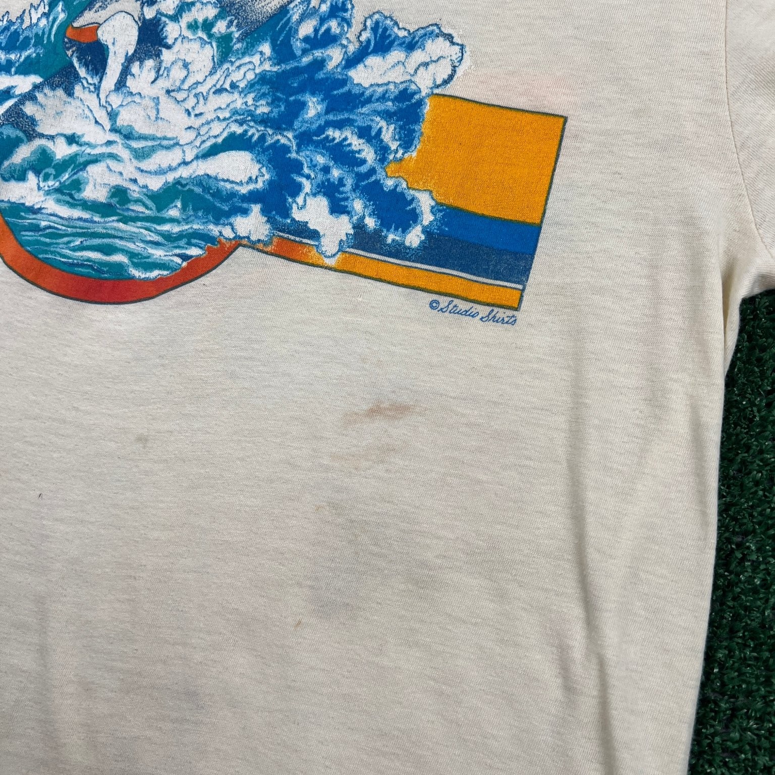 VTG The Knits Ocean City Summer 81 Surf Long Sleeve T-Shirt Mens XL Cream 80s gallery