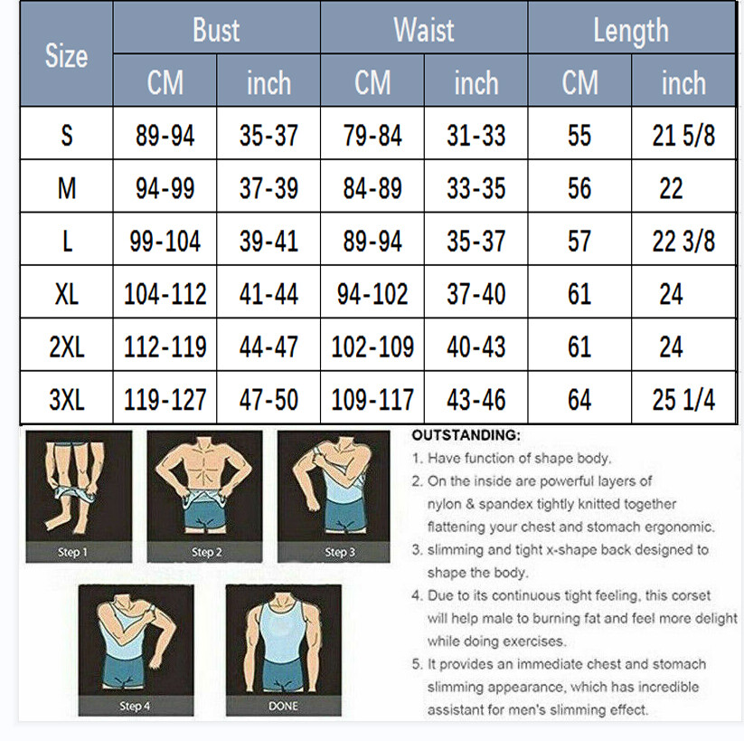Men Slimming Body Shaper Shirt Chest Tummy Control Vest Compression Tank Top Gym gallery