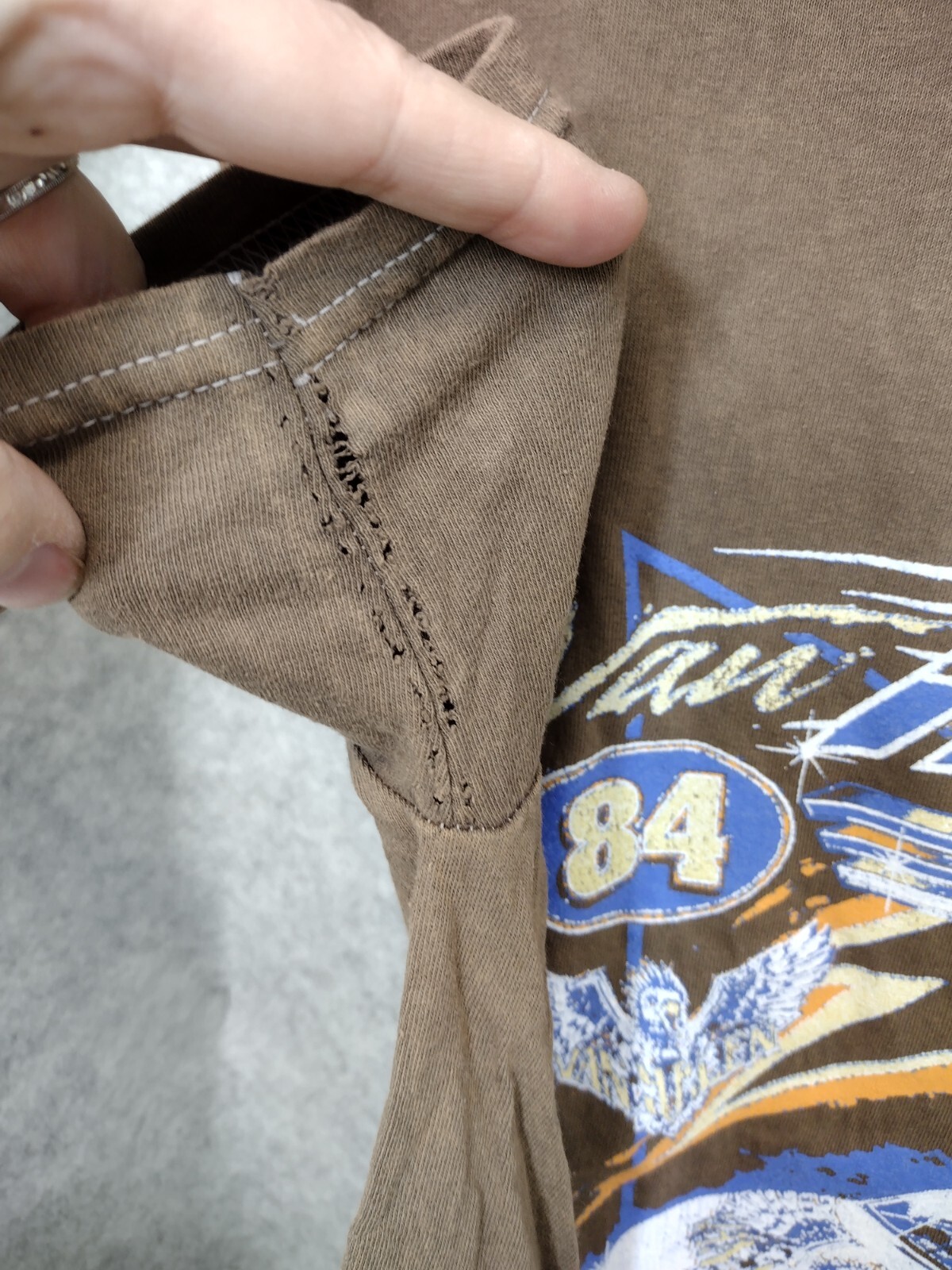 VanHalen Brown Medium ~Vintage Style Hip Hop Rock Tshirt Distressed Dyed 80s 90s gallery