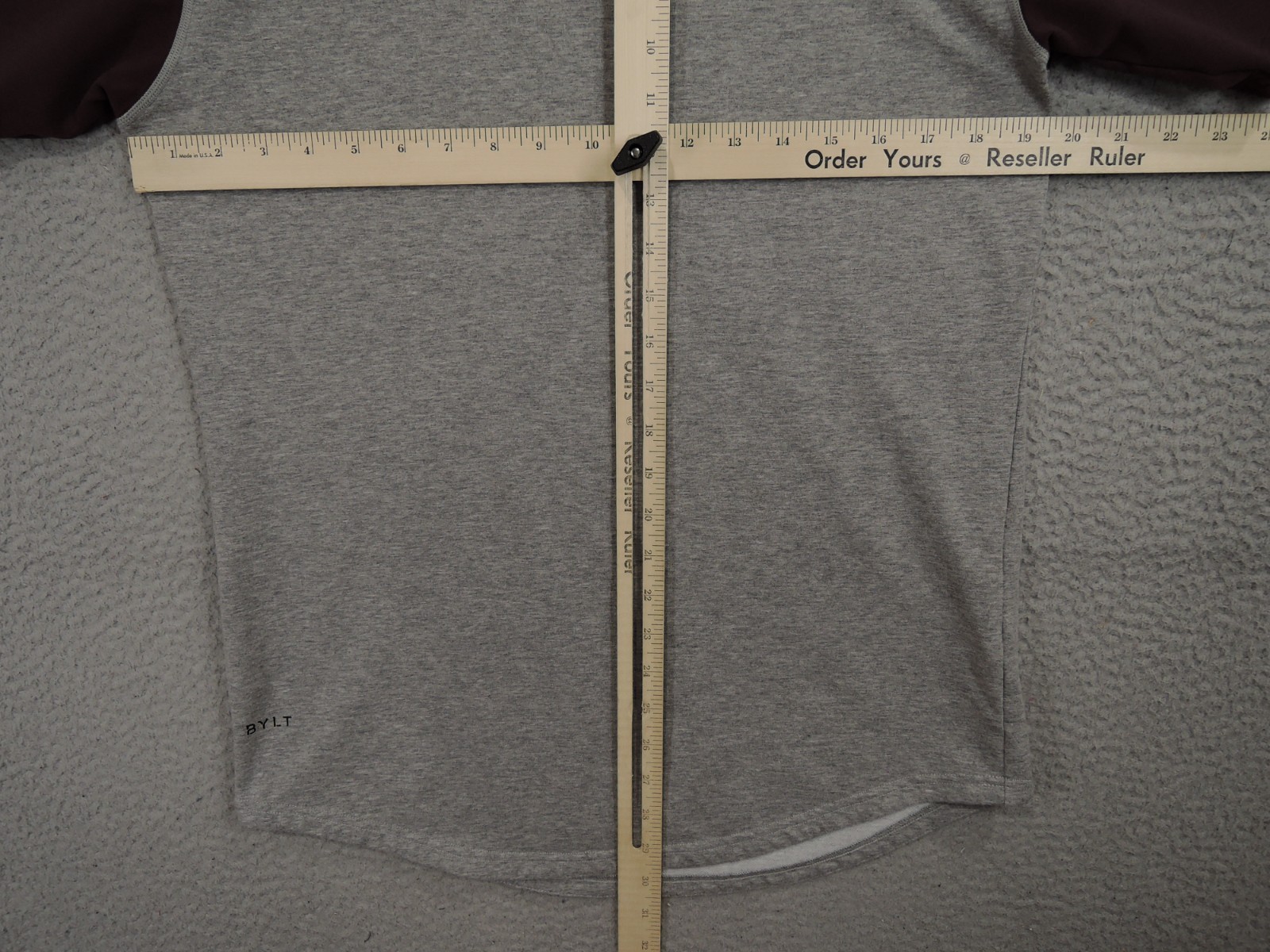 BYLT Shirt Mens Medium Gray Red Drop Cut Baseball Lux Workout Athletic Gym gallery
