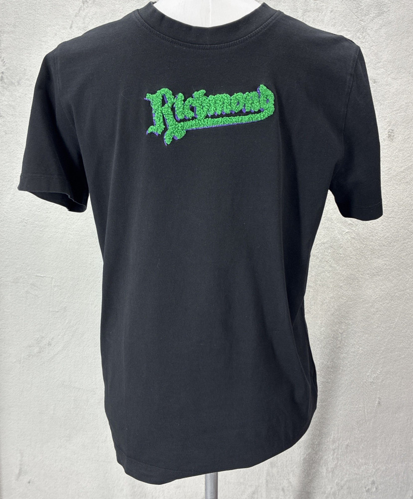John Richmond T-Shirt Black Medium Spell Out Cotton Sustainable