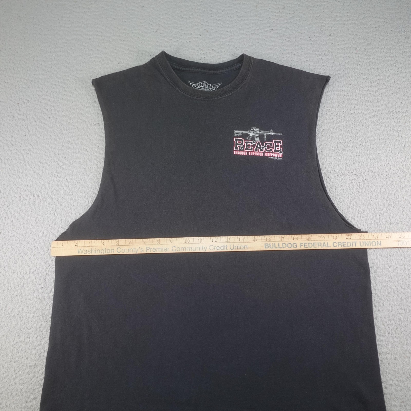7.62 Design Shirt Mens XL Black Peace Through Superior Firepower Tank Top Muscle gallery