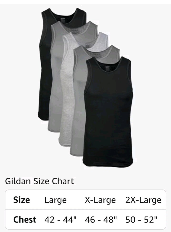 GILDAN SELECT Classic A Shirts Ribbed Tank Assorted Colors 5 Pack Size 2XL