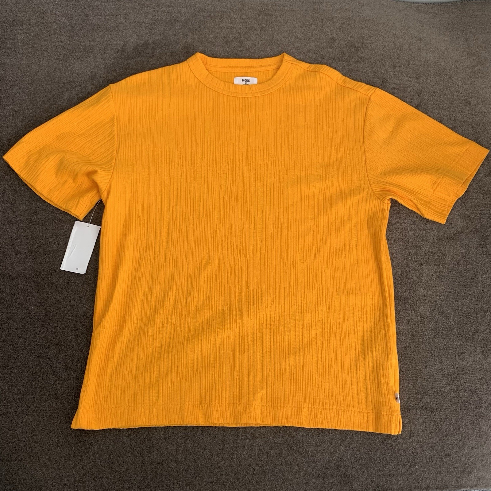 Mode of One Mens S Textured T-Shirt Short-Sleeve Relaxed-Fit Crinkle Orange NWOT gallery