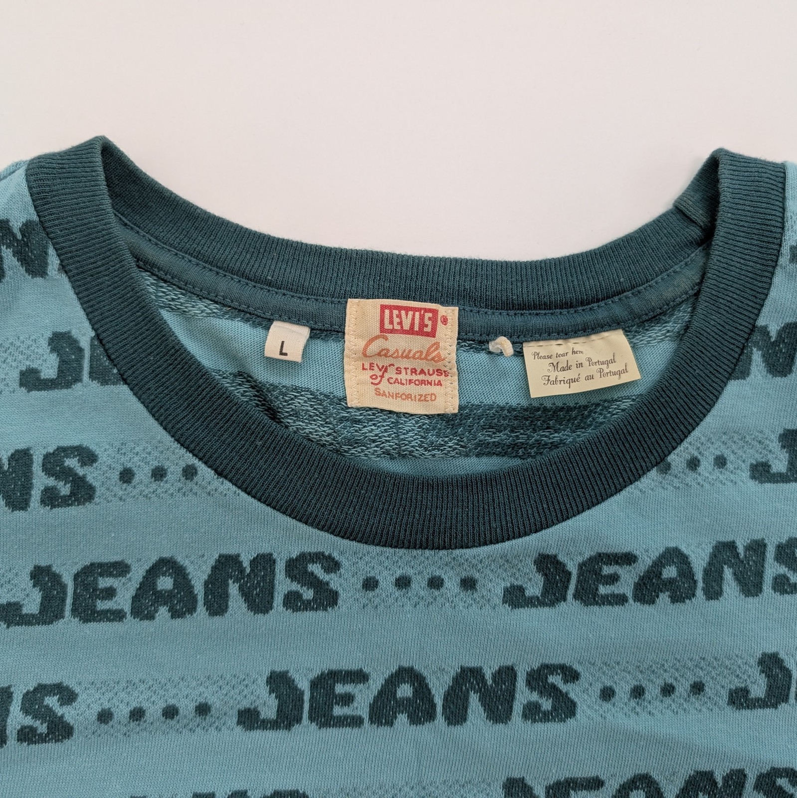 $115 Levi's Vintage Clothing LVC Jeans Jacquard T-Shirt Large Blue 100% Cotton gallery