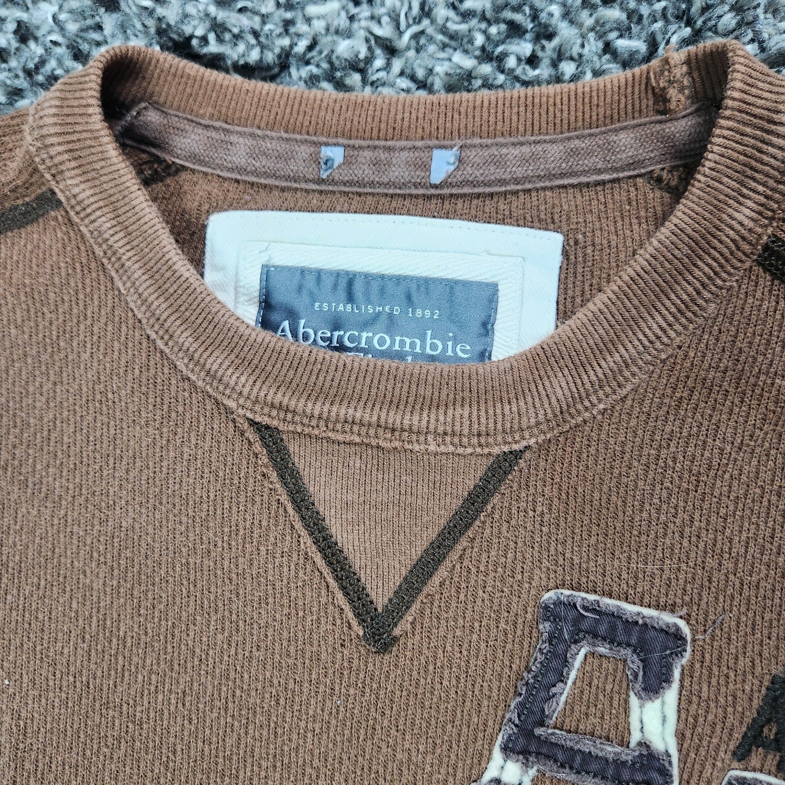 Vintage Y2K Abercrombie Fitch Waffle Knit Thermal Mens XXL Muscle Fit Brown gallery