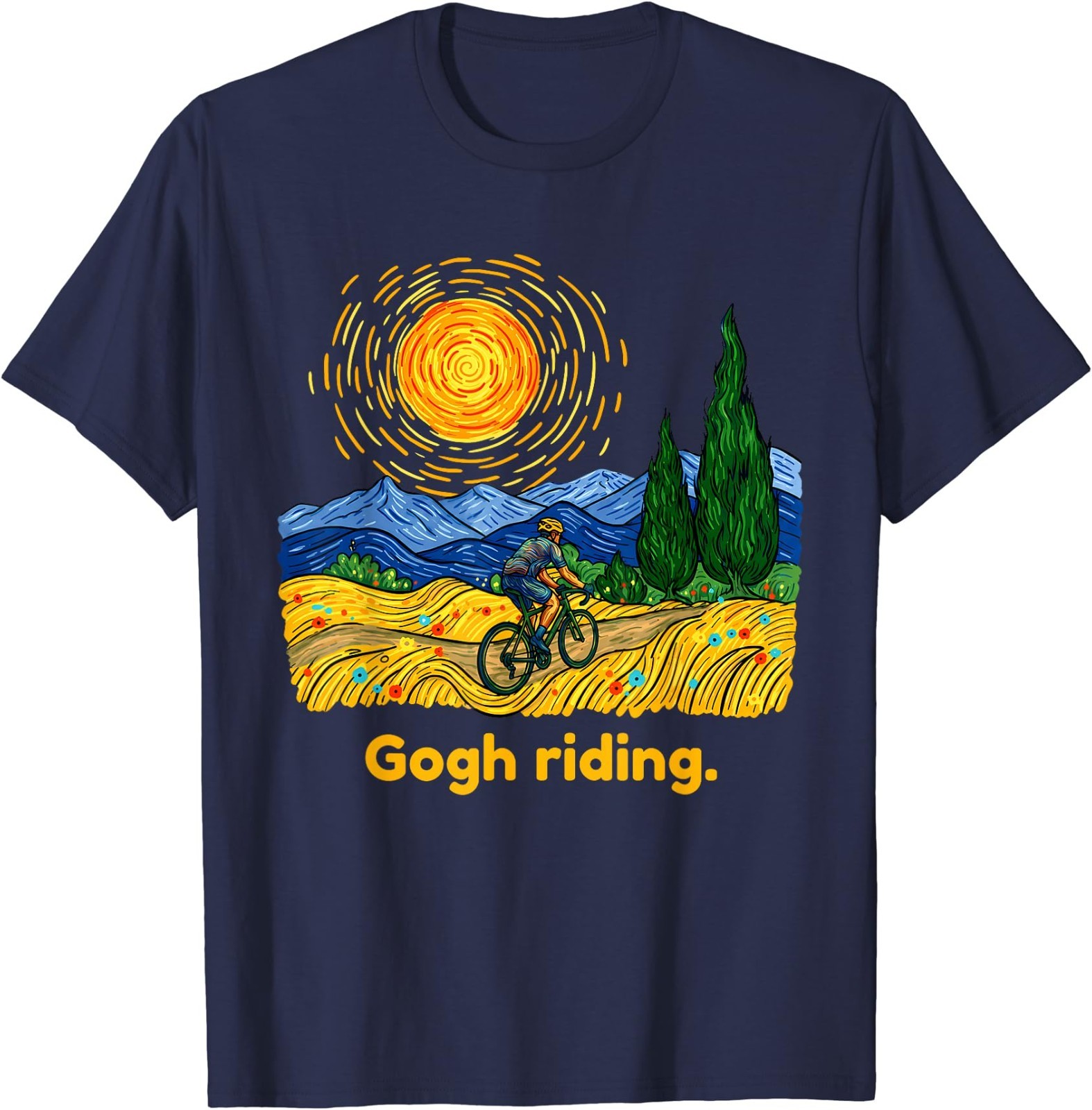 Gogh Riding Funny Cycling Van Gogh Art Bike T-Shirt gallery