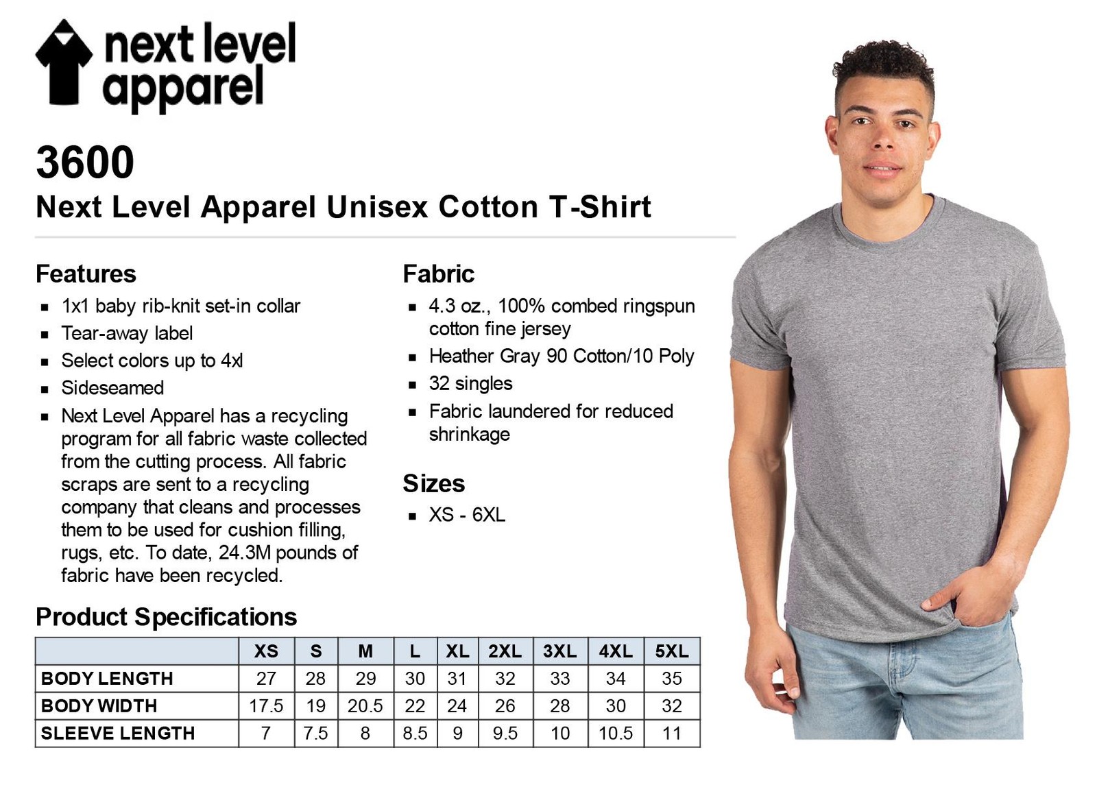 Next Level Apparel Unisex Premium Plain Super Soft Fit T-Shirt 3600 gallery
