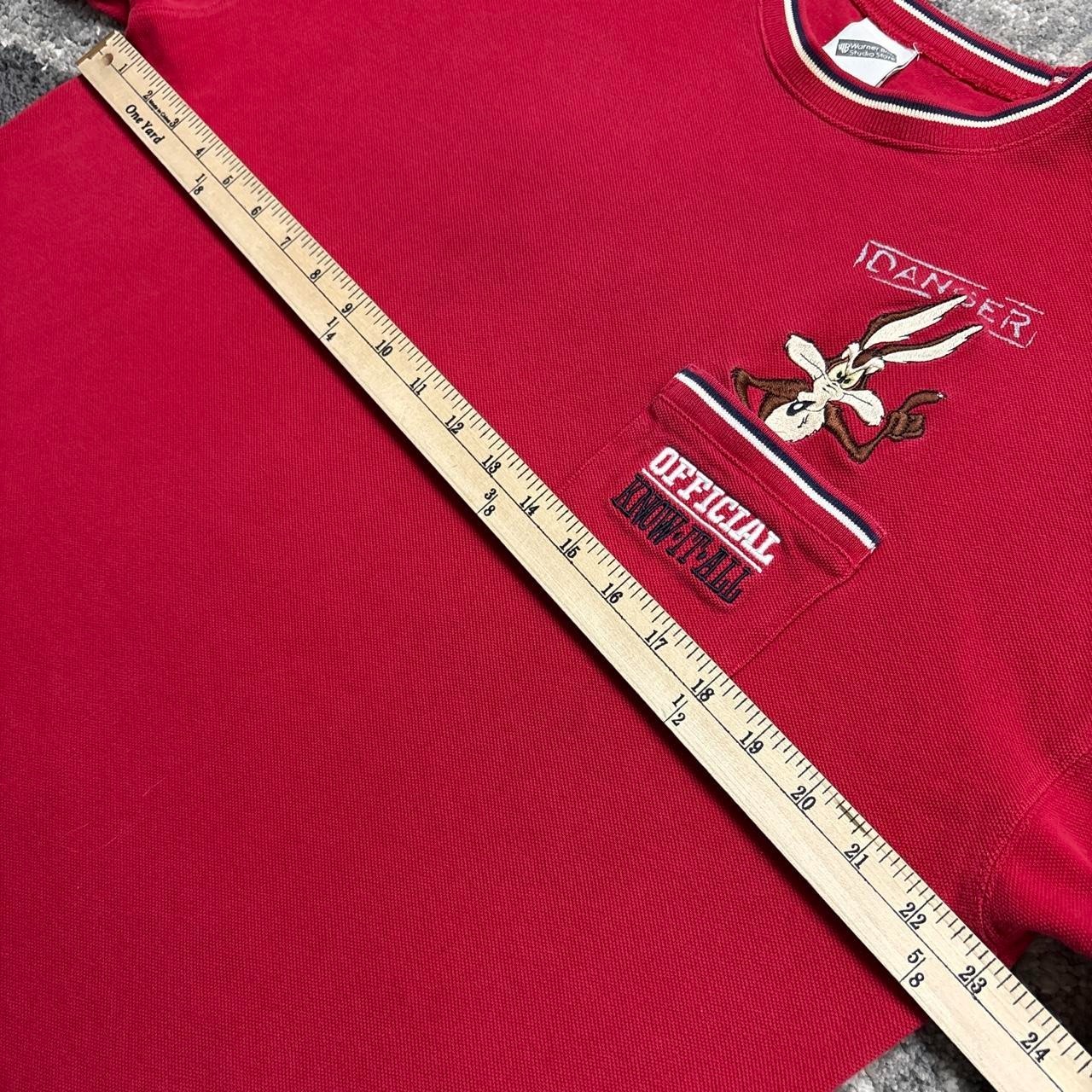 Vintage Looney Tunes Shirt Mens XL 90s Wile E Coyote Embroidered Pocket Tee Red gallery