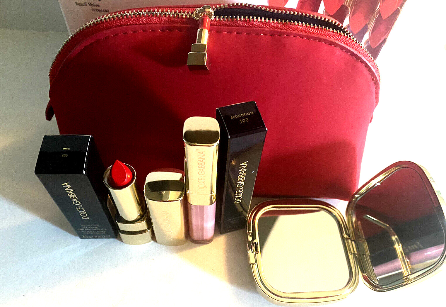 DOLCE & GABBANA SEDUCTIVE LIPS SET Devil 620 Lipstick+Sheer shine gloss+ Compact
