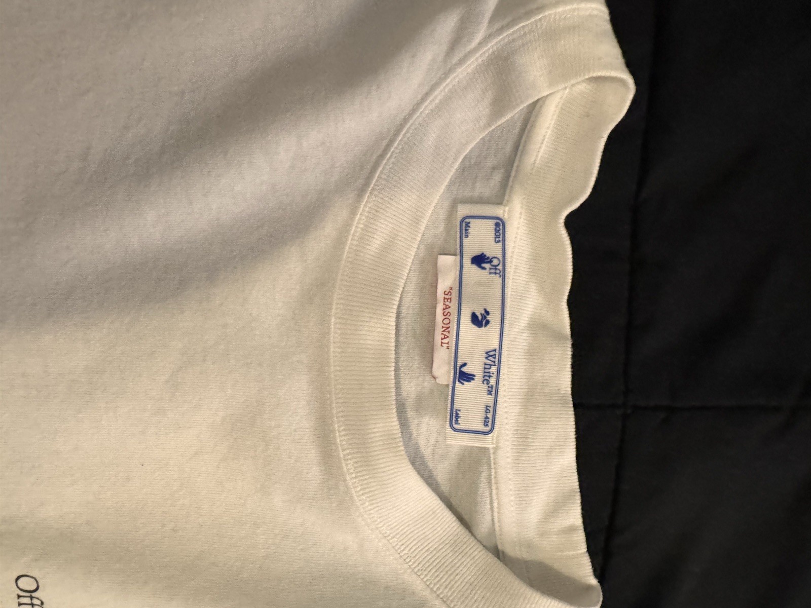 Off-White Men's White Graphic Print Crew Neck Short Sleeve Logo Tee L gallery