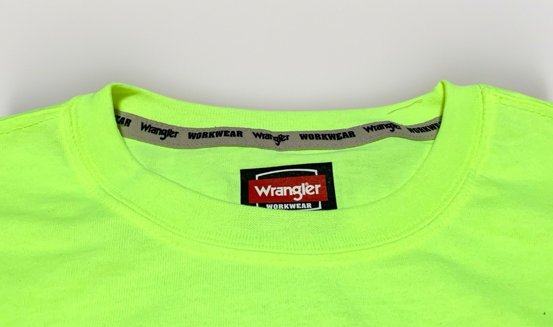 NEW Wrangler Workwear Men's Hi-Vis Yellow Long Sleeve Pocket T-Shirt Size XL gallery
