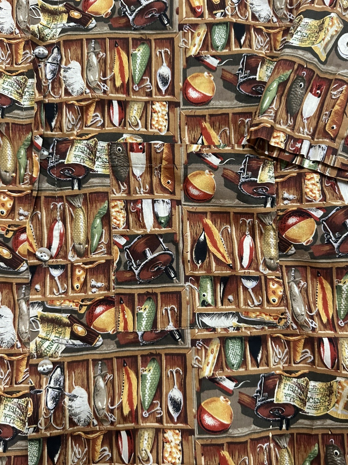 Body Objects Shirt Mens 3XB Fishing Outdoor Nature Tackle Box Button Up Made USA gallery