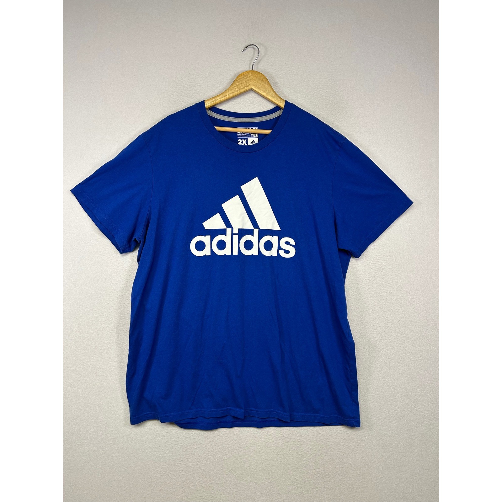 Athletic Sportswear Adidas Mens 2X Blue Go-To Performance Graphic Logo T-Shirt