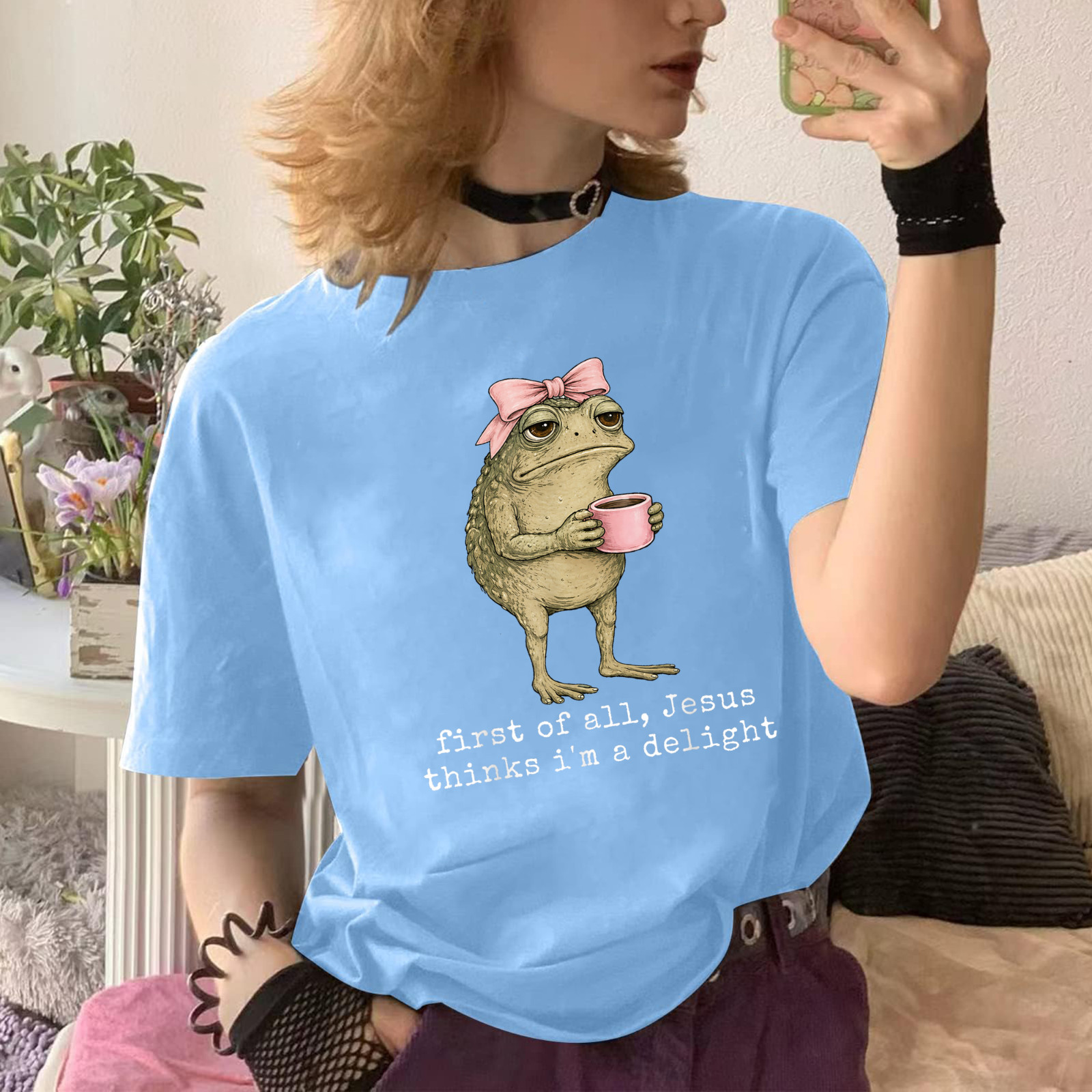 First of All Jesus Thinks I'm A Delight Frog Meme T-Shirt gallery