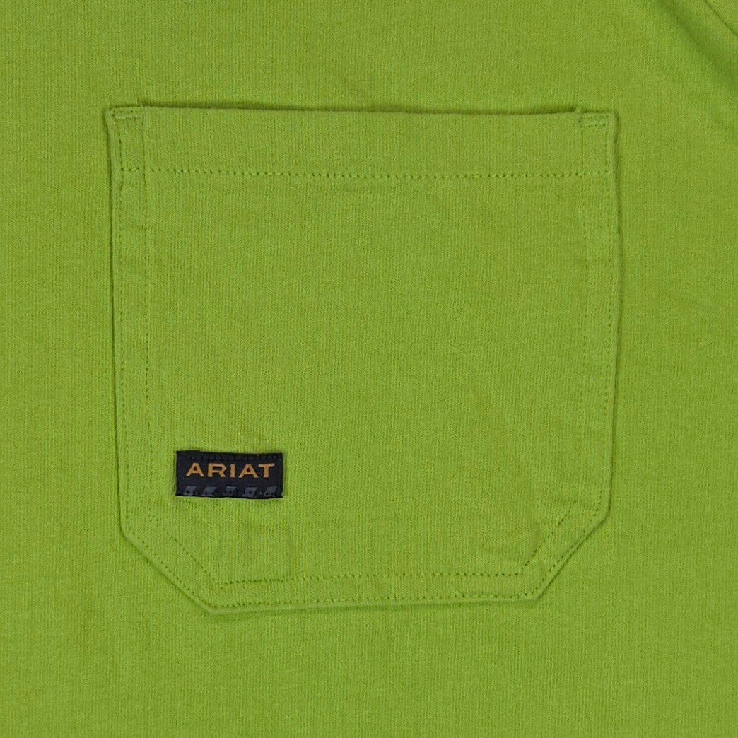 Ariat Rebar Men XXL Hi-Vis Lime Pocket T-Shirt Workwear Short Sleeve gallery