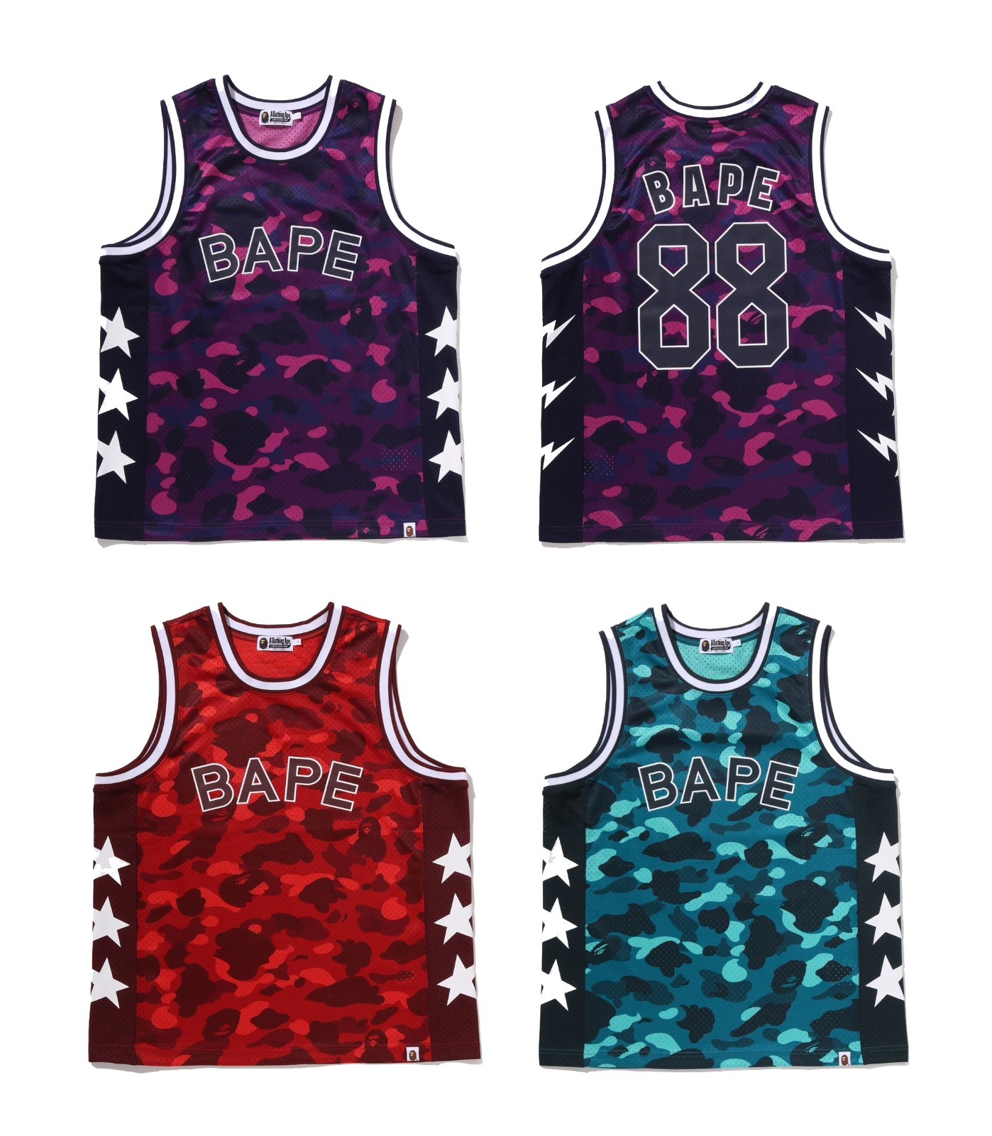 A BATHING APE Men's COLOR CAMO MESH MULTI LOGO RELAXED FIT TANK TOP 1M30108302 gallery