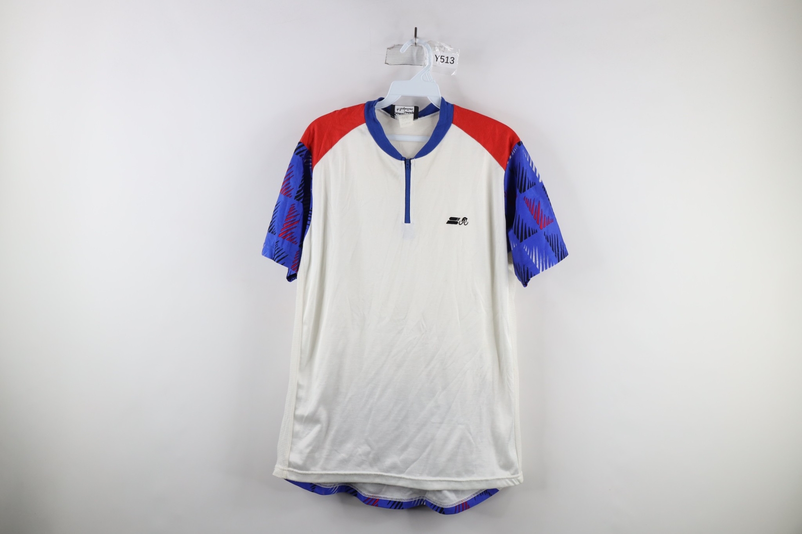 Vintage 90s Mens Size XL Abstract Mesh Half Zip Bicycle Cycling Jersey Shirt USA