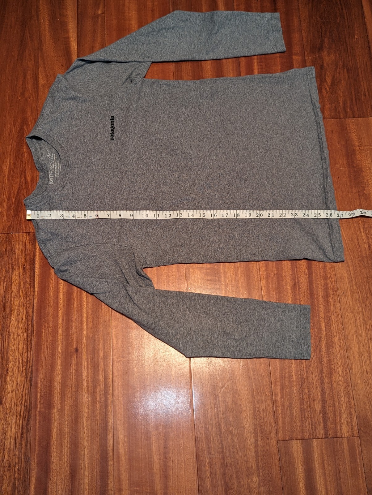 Patagonia Shirt Gray Long Sleeve Hiking Casual Outdoors Spell Out sz Small gallery