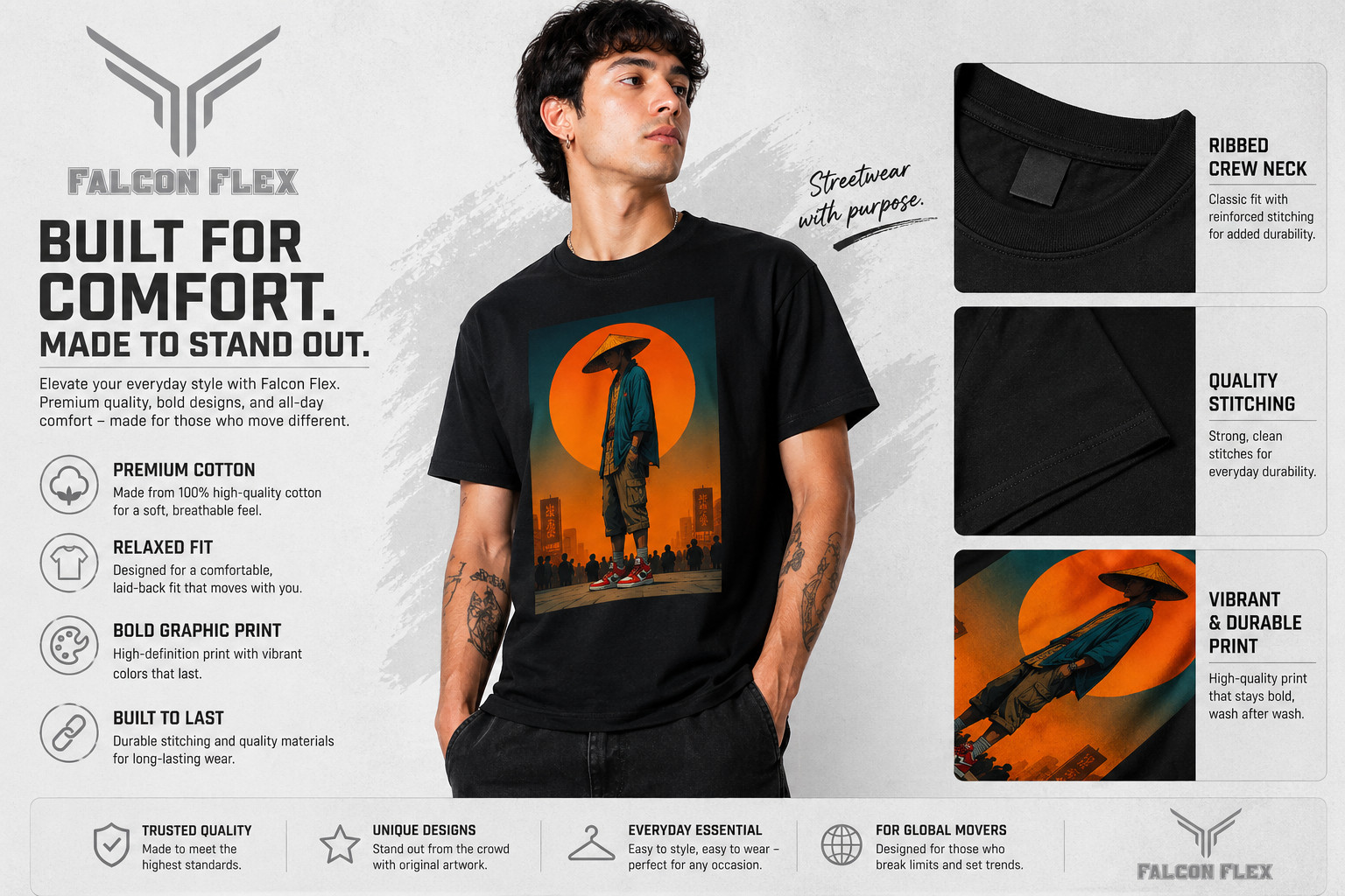 Unisex Graphic Black T-Shirt Cyberpunk Streetwear Loose Fit Japanese Anime Tee gallery