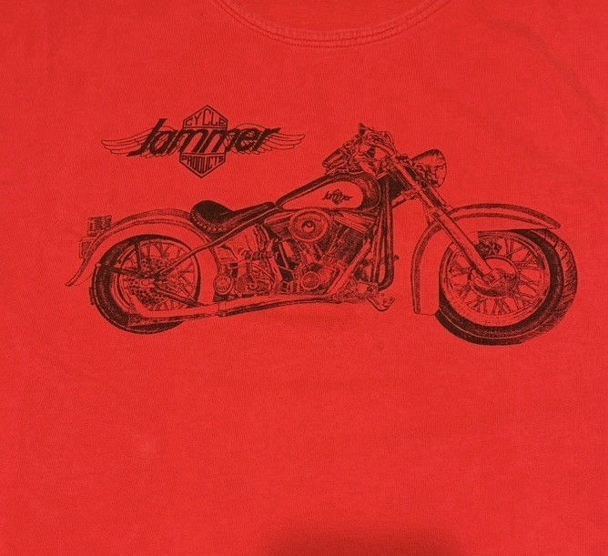 Vtg Jammer Cycle Productions Single Stitch Red Glendale Ca Shirt See Measurement