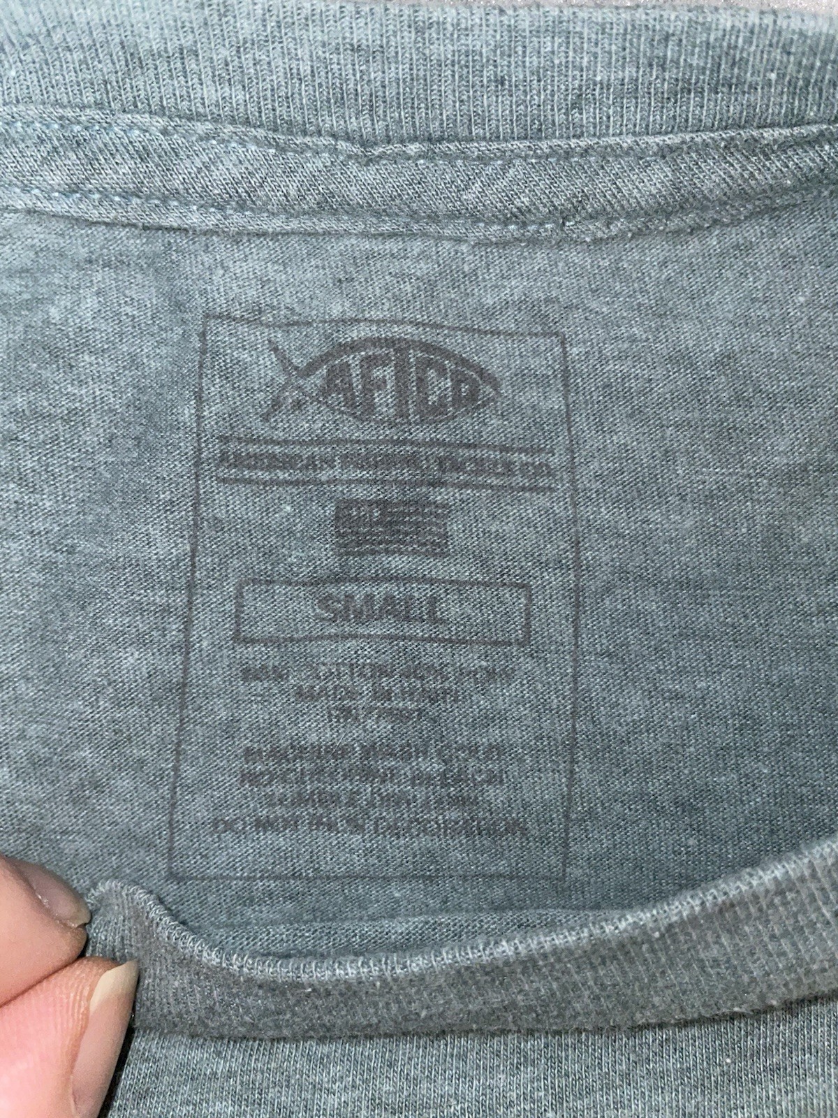 AFTCO Shirt S Small Blue/Green Fish Graphic Fishing Long Sleeve Dirty Looking gallery