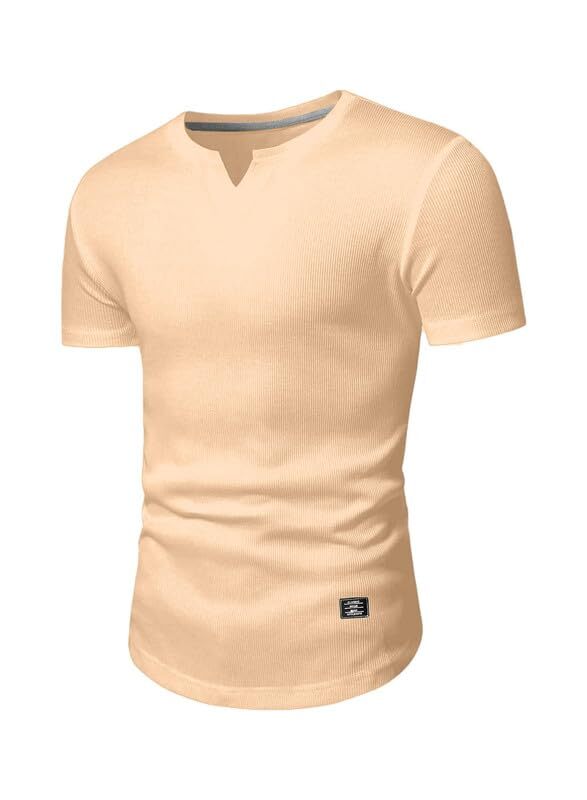 Mens V-Neck Muscle Slim Henley Shirt Workout Gym Athletic Shirt Summer Fashio... gallery
