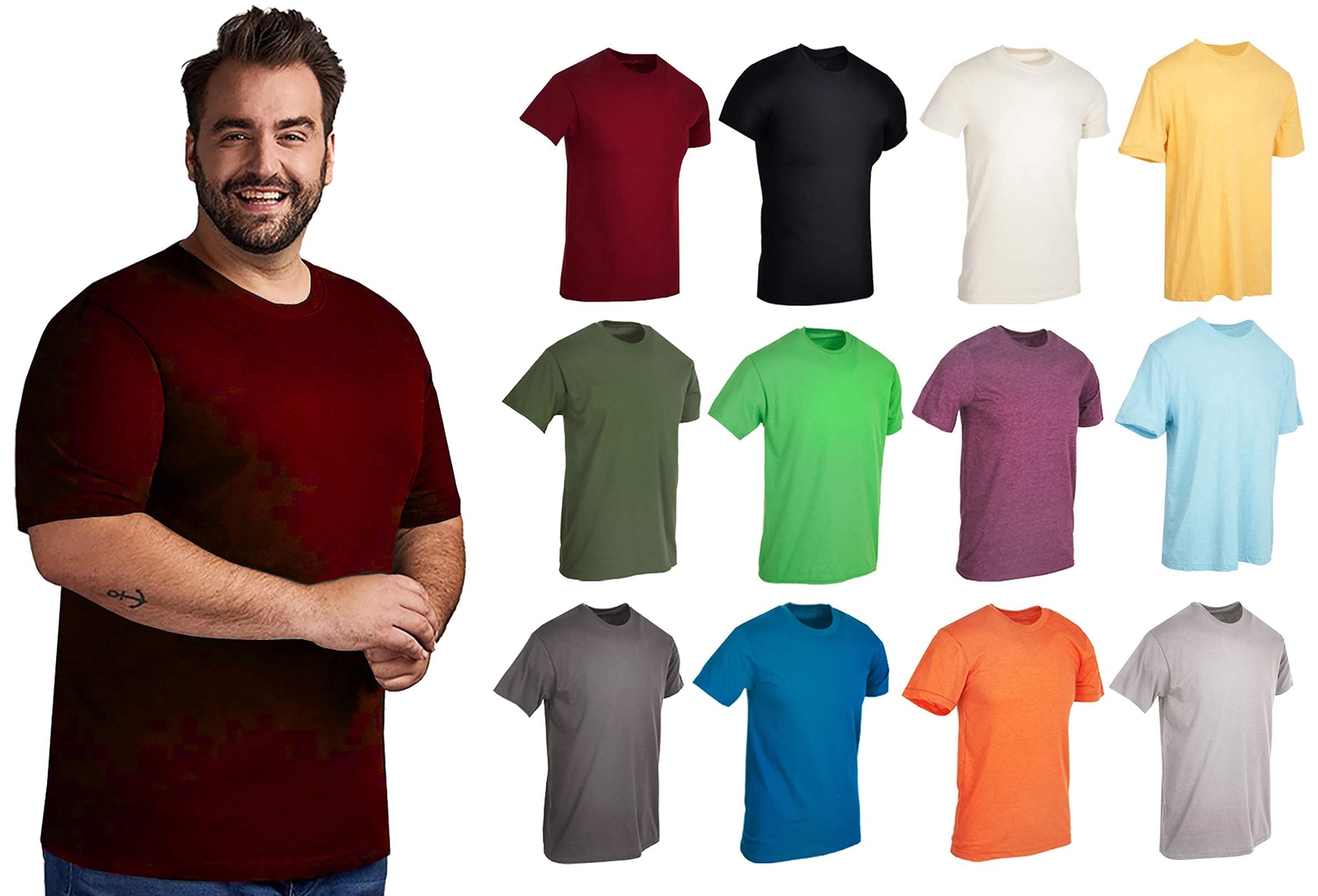 BILLIONHATS 12 Pk Wholesale Men's Cotton T-Shirt Bulk Big Tall Short Sleeve Tees gallery
