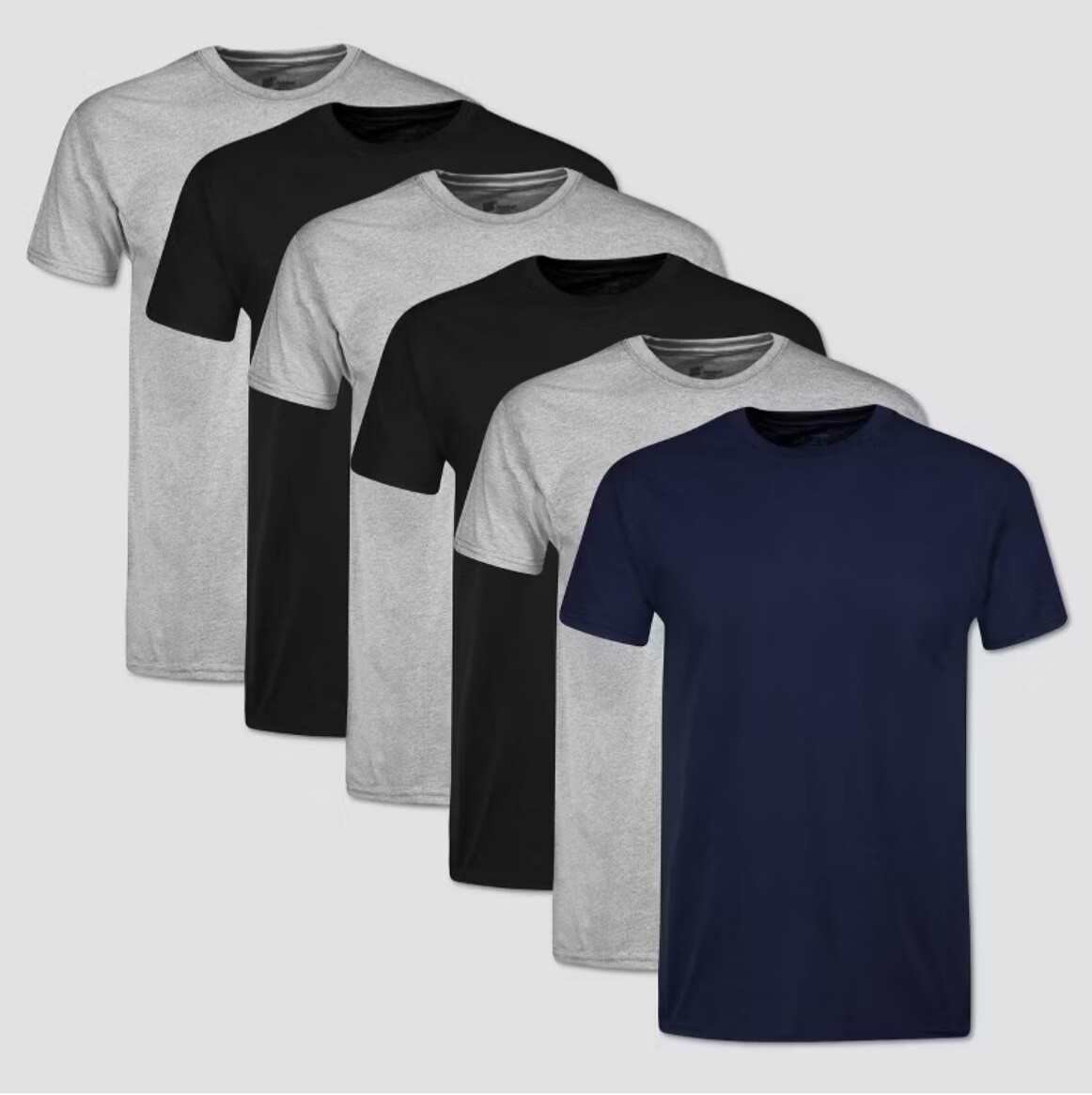 Hanes 6-pack Mens T-Shirt Moisture-Wicking Cotton Crewneck Tees Black, Gray XL gallery