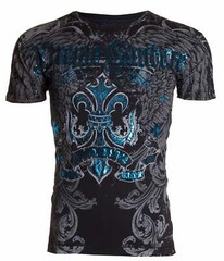 Xtreme Couture by Affliction Men’s T-Shirt SANDSTONE Black Biker Cross S-5XL