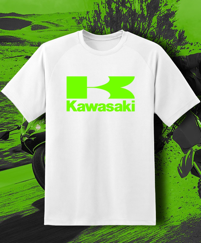 KAWASAKI BLACK T-SHIRT GREEN Logo Racing Ninja Motorcycle Motor Bike Fast Ship! gallery