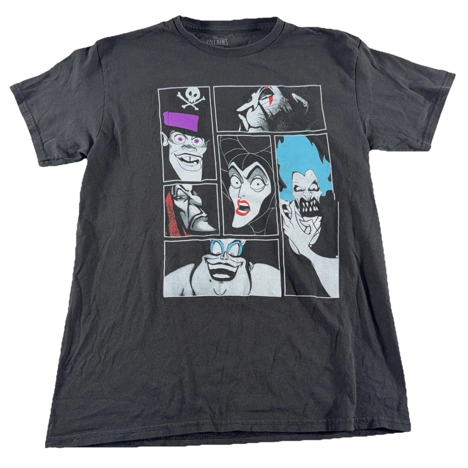 Disney Villains Shirt Mens M Black Collage Graphic Tee Cartoon Hades Ursula