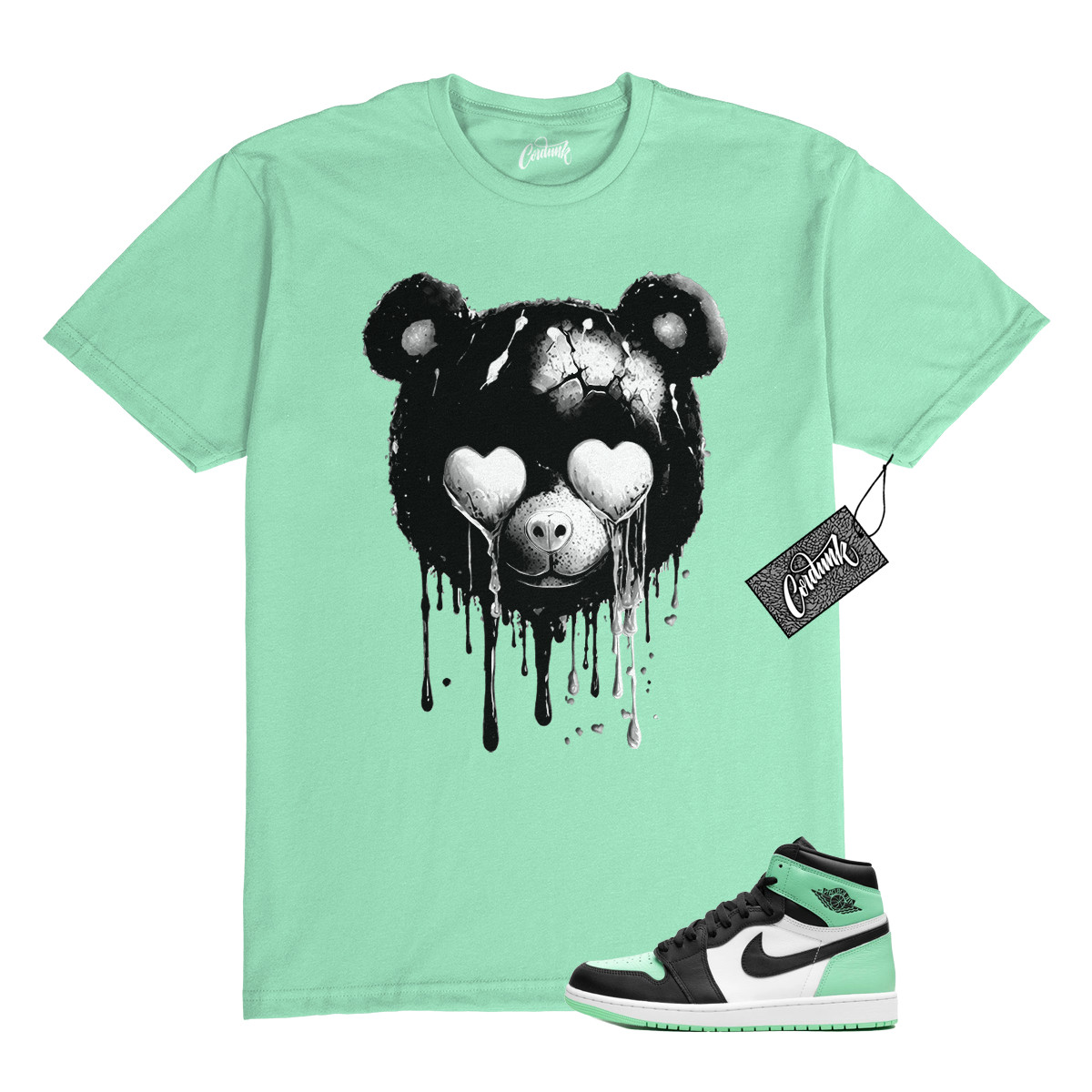 1 Green Glow Mint White Black High T Shirt Match SLB