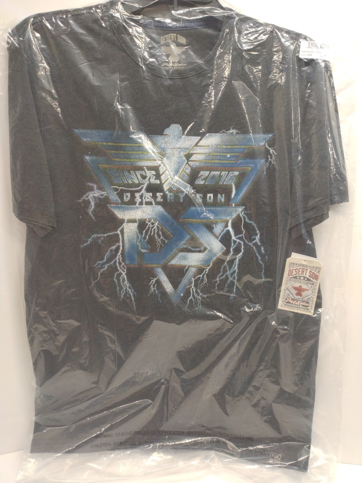 Flag & Anthem Men's Graphic Tee-Shirt Charcoal Desert Son Lightning MSRP $26.50 gallery
