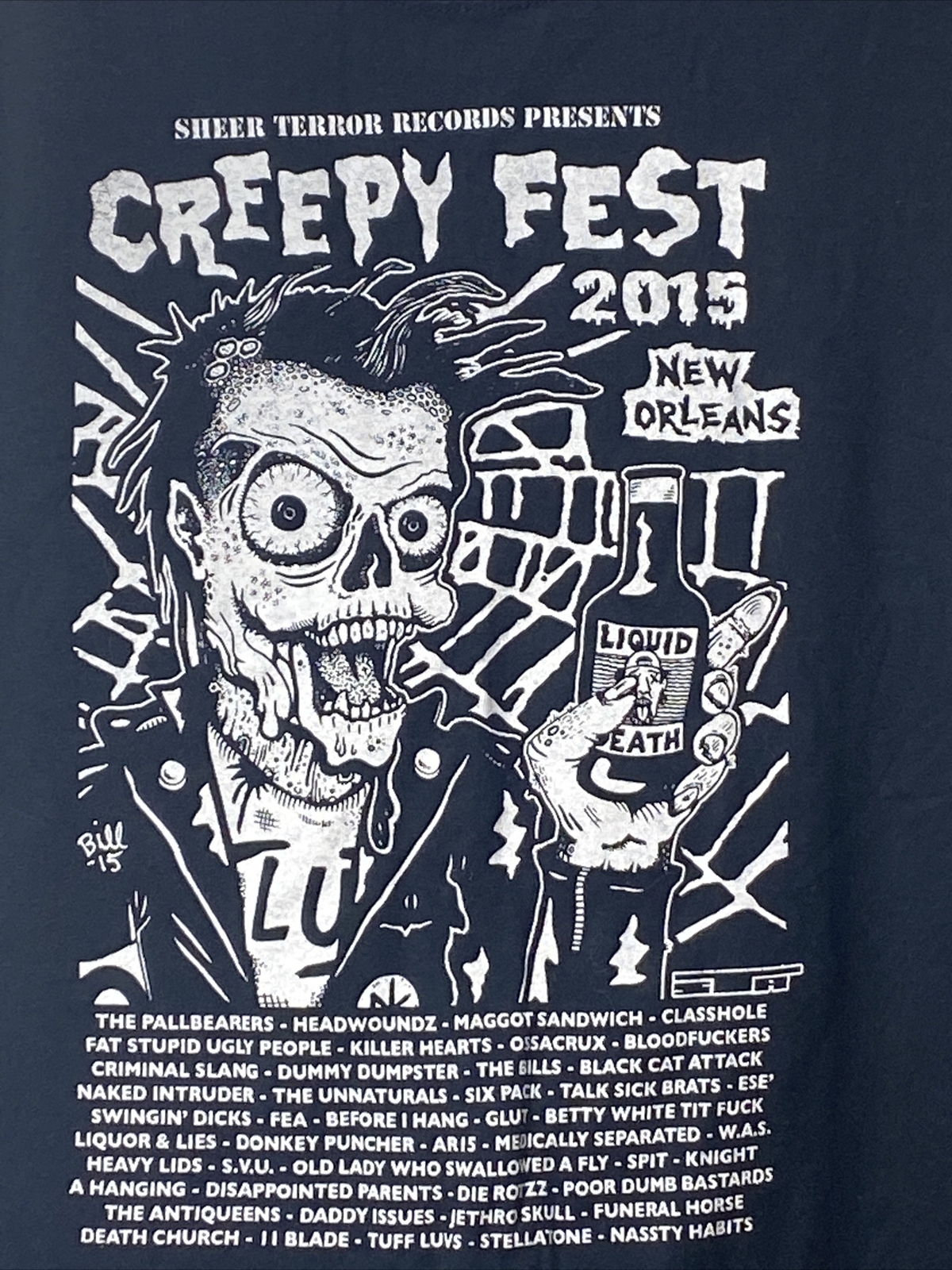 2015 CREEPY FEST New Orleans Graphic T-Shirt Sheer Terror Records Punk Hardcore
