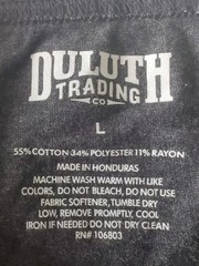 Duluth Trading Co Men’s Tri-Brid Std Fit S/S Pocket Crew Charcoal Size Large